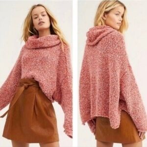 Free People BFF Oversized Cowl Neck PulloverSweater in Lotus Red Women's Medium